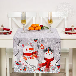Скатерть-дорожка Снеговики 50*145/1 шт. - 50*145 Скатерти из рогожки - Арт дизайн фото 3