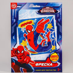 Фреска песком с блёстками «Человек-паук», 9 цветов