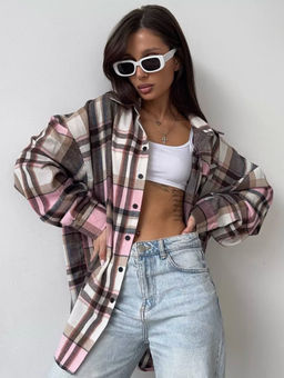 K12702 Рубашка OVER SIZE ТМ_РОЗОВЫЙ