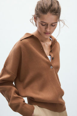 OVERSIZED PLAIN KNIT POLO SHIRT - Zara фото 2