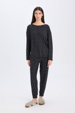 Fall in Love Pijama Tak?m? Softshell Uzun Kollu Ust Beli Lastikli Uzun Alt