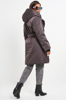 Куртка удлиненная со съемным капюшоном шоколад