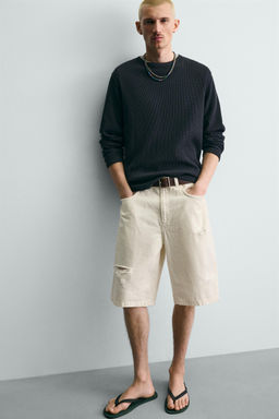 BERMUDA DENIM BAGGY FIT / Blanco roto - Zara фото 5