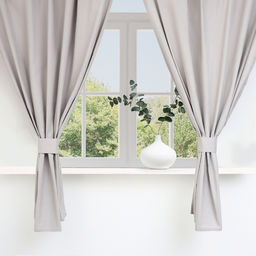 Шторы для кухни с подхватами Этель Kitchen, серый, 150×180 см, комплект - 2 шт.