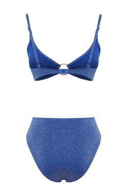 TRENDYOLMILLA Saks Bralet Aksesuarl? Simli Yuksek Bel Regular Bikini Tak?m? TBESS24BT00073  фото 14