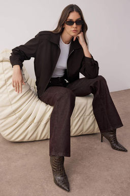 Kahverengi Yuksek Bel Genis Paca Wide Leg Jeans TWOAW26JE00119