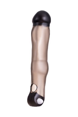 Насадка на пенис с вибрацией XLover by TOYFA, TPE, черный прозрачный, 19,4 см