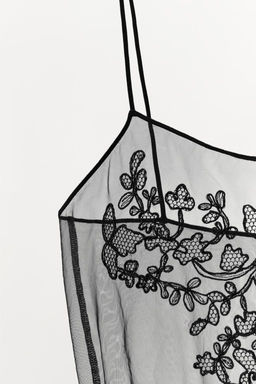 FLORAL EMBROIDERY MESH BODYSUIT - Zara фото 7