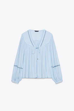 LADDER STITCH FLOWING BLOUSE - Zara фото 6