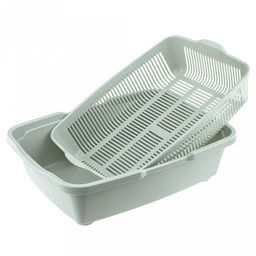 Лоток-туалет для кошек 23х42х11см, пластик, с сеткой, ментоловый (Россия)