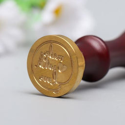 Сургучная печать с деревянной ручкой Made with love, 9×2.5×2.5 см