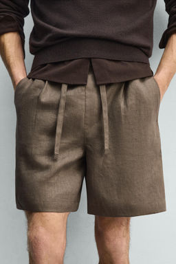 BERMUDA RELAXED FIT 100% LINO / Marr?n / Topo - Zara фото 5