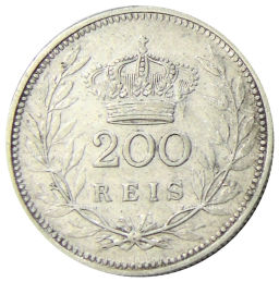 Монета 200 рейс 1909 года Португалия