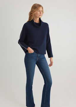 Bogazl? Kol Detayl? Lacivert Tisort - Mavi фото 2