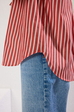 TRENDYOLMILLA Cok Renkli Cizgili Oversize Genis Kal?p Gomlek TWOSS25GO00111  фото 3