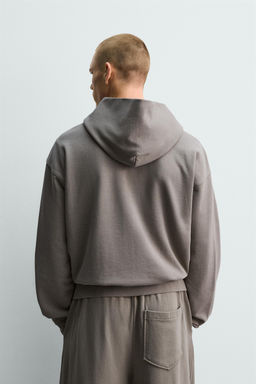 SUDADERA LAVADA CREMALLERA CAPUCHA / Gris claro - Zara фото 11