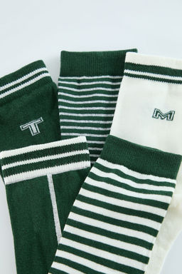 TRENDYOL MAN Yesil Unisex 5lu Pamuklu Cizgili Desenli Kolej-Tenis-Orta Boy Corap TMNAW25CO00001 - Trendyolmilla фото 2