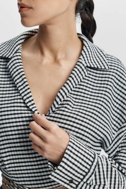 Рубашка укороченная из жатого хлопка - Mollis фото 3