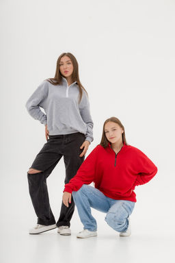 150 Свитшот зипка, серый меланж