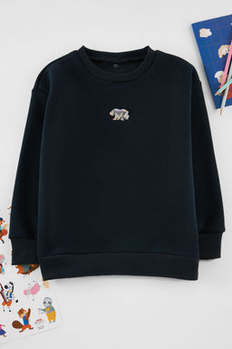 Siyah Unisex Bask?l? Orme Mini Me Sweatshirt TKDAW25SW00078 - Trendyolmilla фото 2