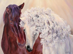 Вышивка крестиком 40х50см, Две лошади