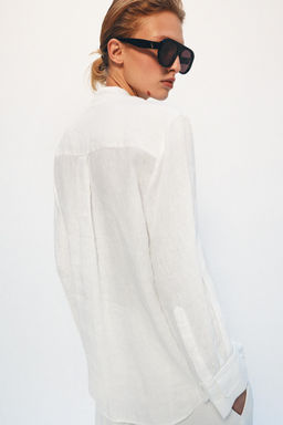 CAMISA ALAMARES LINO 100% ZW COLLECTION / Blanco - Zara фото 3