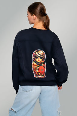 Арт. 15125 Свитшот женский Матрешка оверсайз 44-50 (4 шт) Цвет:черный