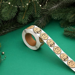 Наклейки новогодние в рулоне Merry Christmas, для декора и подарков, 500 шт., 2.5?2.5 см