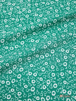 Штапель Белые незабудки цв.насыщенный нефритовый, ш.1.44м, вискоза-100%, 100гр/м.кв