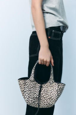 LEATHER ANIMAL PRINT MINI SHOPPER BAG - Zara фото 6