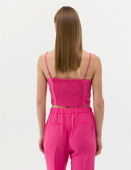 Pembe Crop Top Kolsuz Bluz