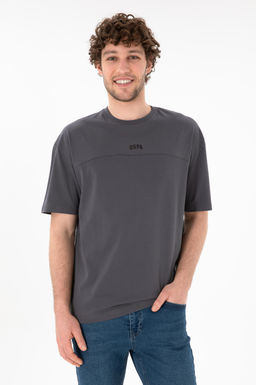 Erkek Comfort Fit Bisiklet Yaka Antrasit Ti__rt Sepette S_rpriz _ndirim