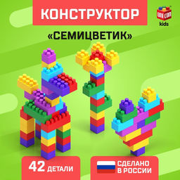 Конструктор пластиковый Семицветик, 42 детали