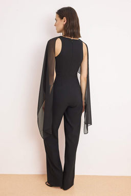 Siyah Fular ve Bel Detayl? Dokuma Tulum TPRSS26TU00005 - Trendyolmilla фото 4