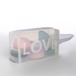 Косметичка ПВХ L-б/н LOVE, 19*8*11, отд на молнии, белый - Simaland фото 4