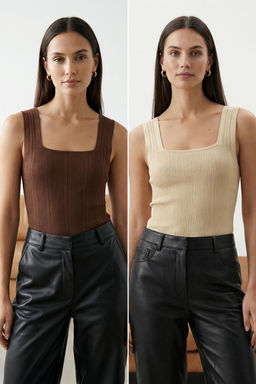 Tas-Kahverengi Basic Ikili Paket Top Ince Bluz TWOSS24BZ00623