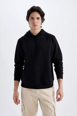 Базовый свитшот оверсайз из плотной ткани с капюшоном - Defacto фото 4