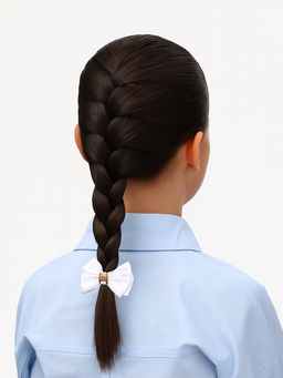 Цена за 6 шт. Бант для волос на резинке «Школьница», кружева, 7 см, белый