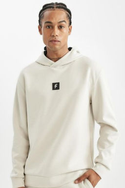 DeFactoFit Standart Fit Kapusonlu Skuba Dalg?c Kumas Sporcu Sweatshirt