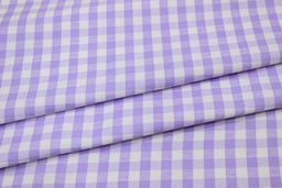 Теплый хлопок Клетка (0.7*0.7см) цв.сиреневый/белый, СОРТ2, ш.1.48м, хл-100%, 160гр/м.кв - Купава фото 5