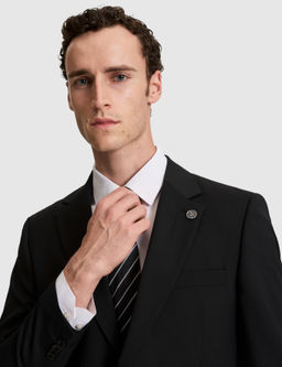 Siyah Slim Fit %100 Y_n Mono Yaka Tak_m Elbise