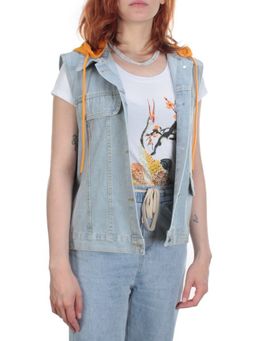 803 BLUE/BLACK Джинсовый жилет женский (100% хлопок) - Фабричный китай фото 26