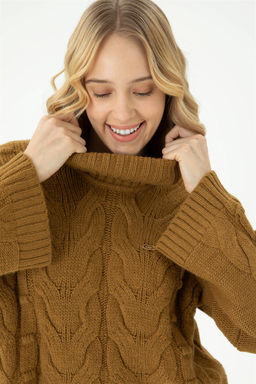 Женский легкий свитер с водолазкой цвета хаки - U.s. polo assn фото 10