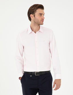 Рубашка Pierre Cardin Slim Fit светло-розовая с длинным рукавом