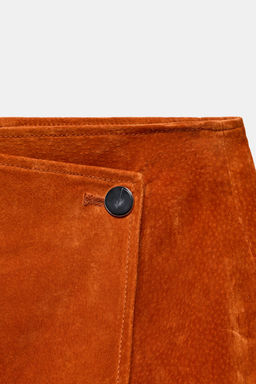 100% SUEDE LEATHER WRAP MIDI SKIRT - Zara фото 12