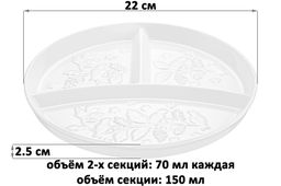Тарелка секционная д/правильного питания 22*22*2,5 см Птички на ветке цельная глубокая 3 секции - Elan gallery фото 2