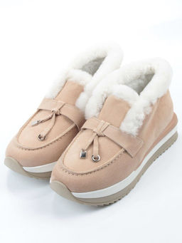 04-5520-11 BEIGE Ботинки зимние женские (натуральная кожа, 100% шерсть)