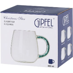 52752 GIPFEL Кружка CHRISTMAS STAR 450 мл, с декоративным наполнителем. Материал: боросиликатное стекло, ПЭТ. Цвет наполнителя: синий