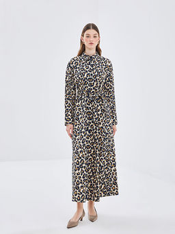 Leopar Desenli Kad?n G?mlek Elbise