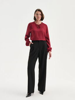 Ba?lamal? Yaka Desenli Bluz